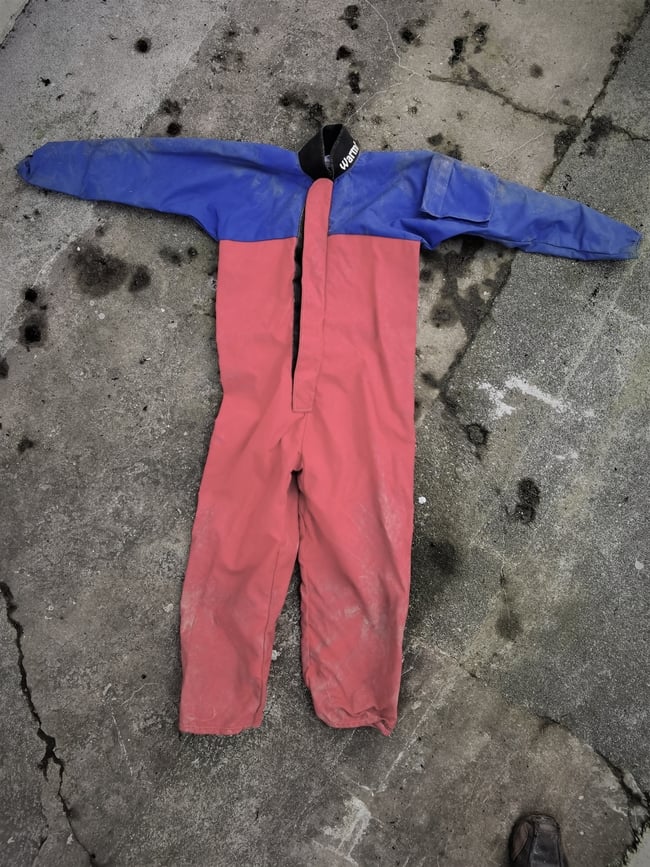 Warmbac centre caving suit as used by Cornwall Underground Adventures