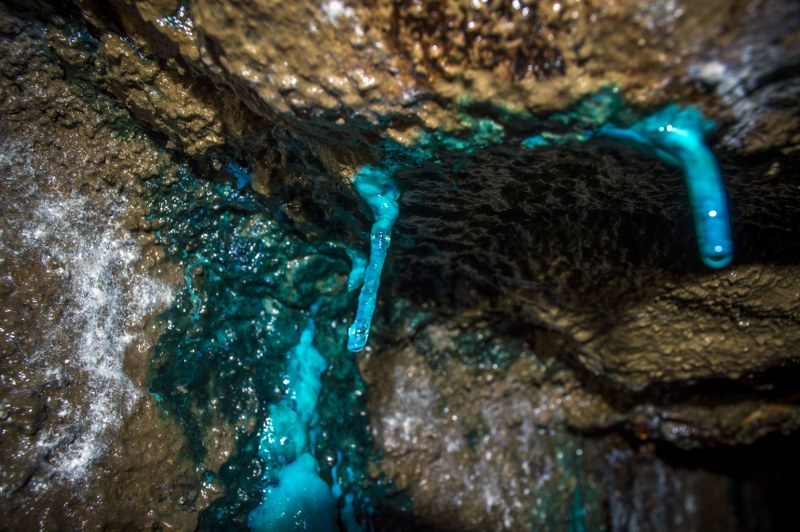 Copper mineral formations in a Cornish tin mine. Join our underground adventures in Cornwall to discover these secrets.