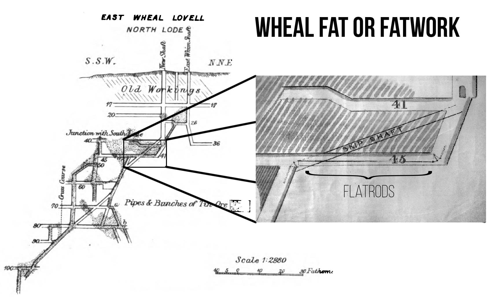 Section of Wheal Fat, or Fatworks, East Wheal Lovell, showing old workings.