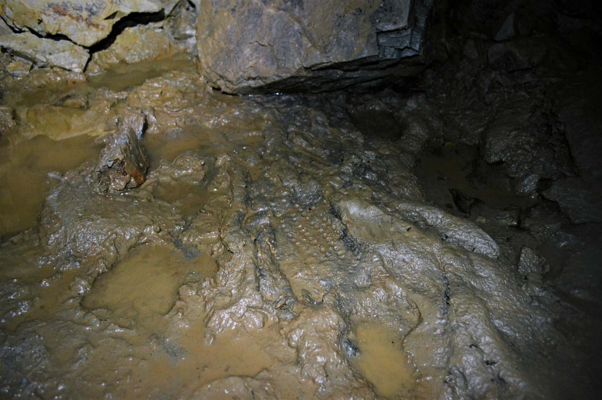 Hobnailed Boot prints in the mud of a Cornish Mine, left undiscovered for over a hundred years