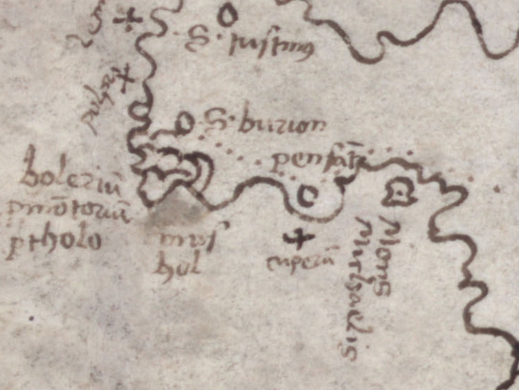 Mineral Map of southwest England, Cecil 1560s. Section showing Penzance Mine