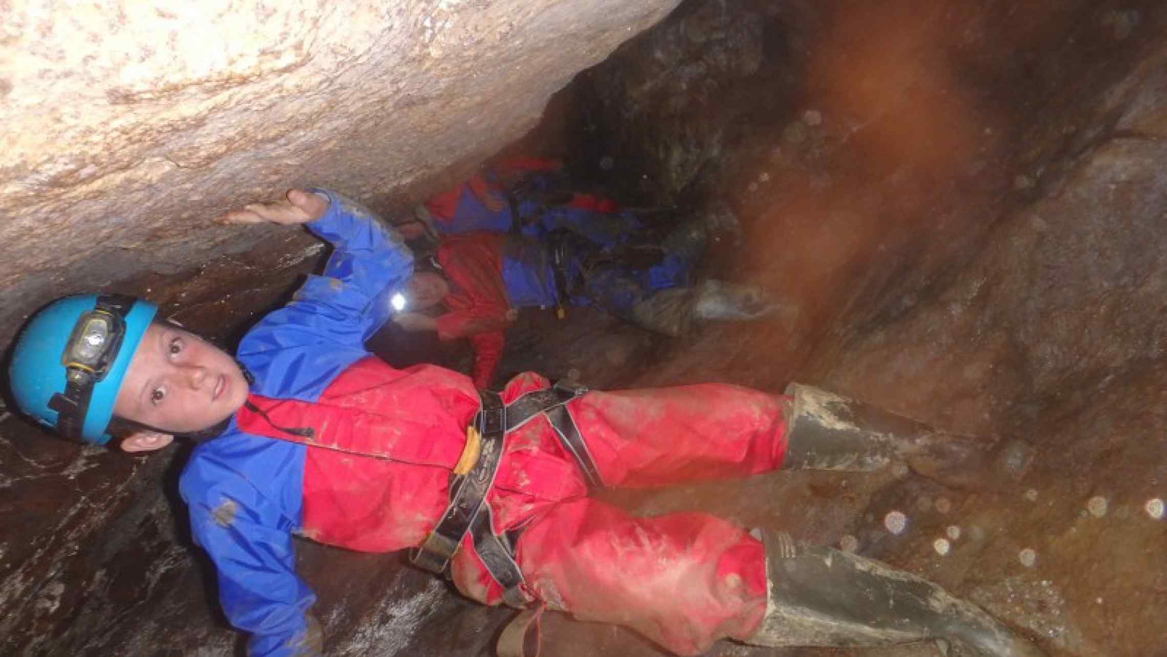 Brace young explorers in a tin mine in Cornwall.