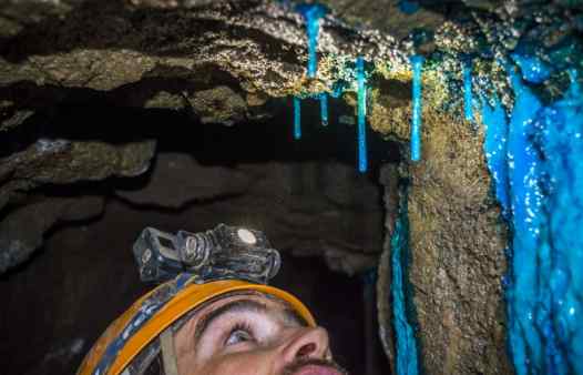 Blue mineral formations are a natural wonder in Cornwall's mine. See them with Cornwall Underground Adventures' mine tours throughout Cornwall.