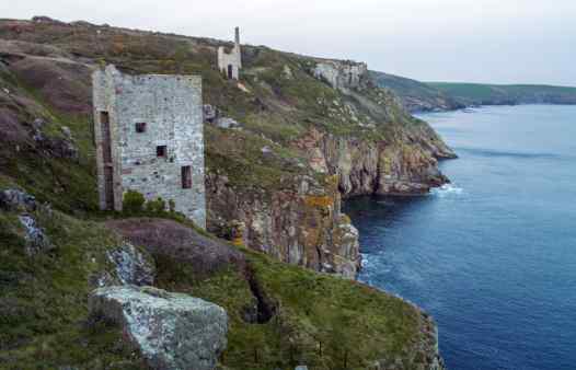 Wheal Trewavas cornish engine house. Join a guided mine history walk on the national trust southwest coast path to learn about Cornish mining history.